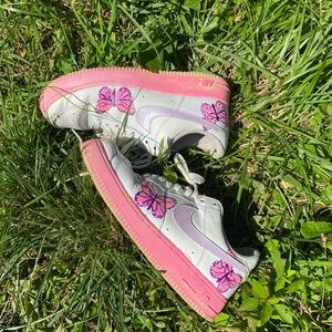 Custom hand painted nike air force 1 shoes 🩷🦋